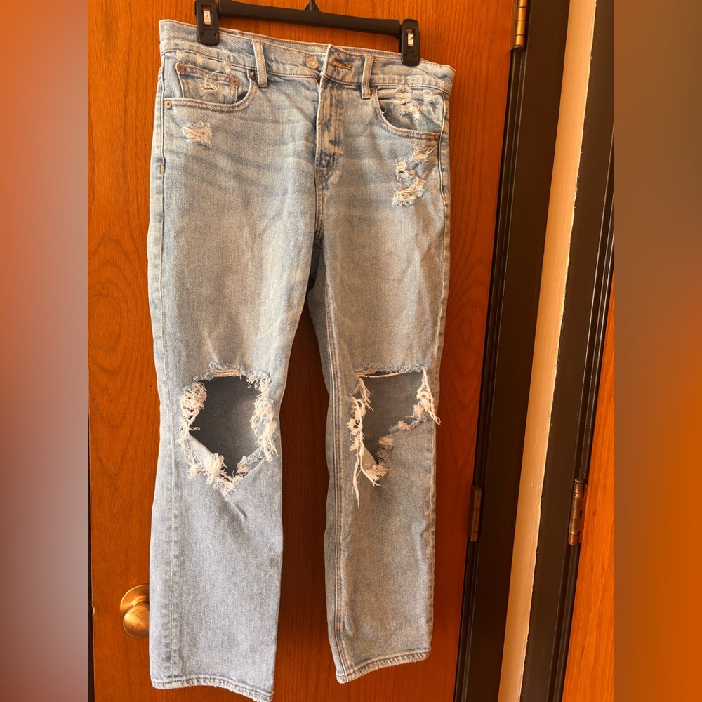American Eagle Outfitters Light Blue Distressed Skinny Jeans